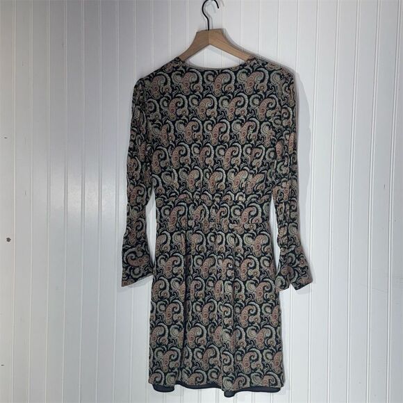 Massimo Dutti Paisley Mini Dress Long Sleeve Boho Viscose Lined Size 4 BohoChic - Picture 5 of 8